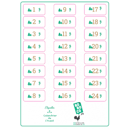 La planche Calendrier de l'Avent - 24 étiquettes