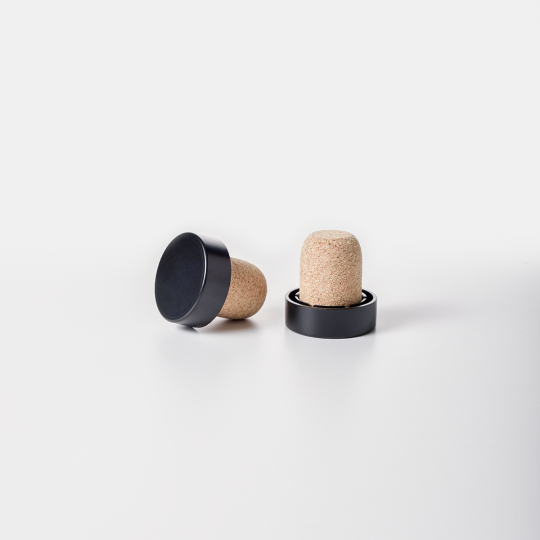 Bouchon agglomere à tete plastique noire Bouchon agglomere à tete plastique noire