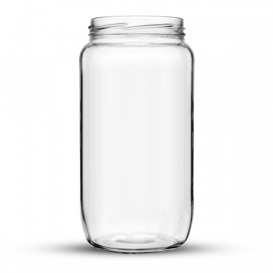 Bocal en verre transparent avec couvercle métal à vis - 1000 ml - lot de 10